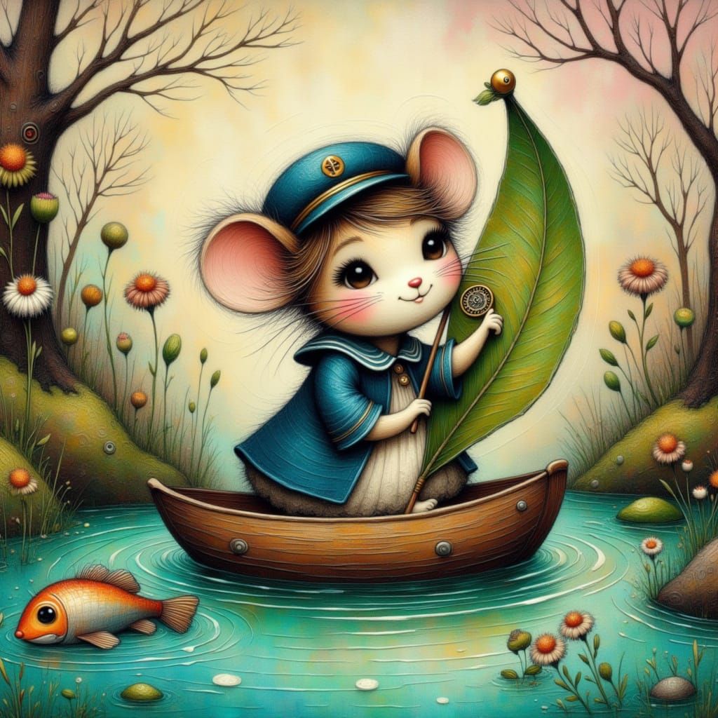 Mouse in Sailor Suit on Sparkling Stream