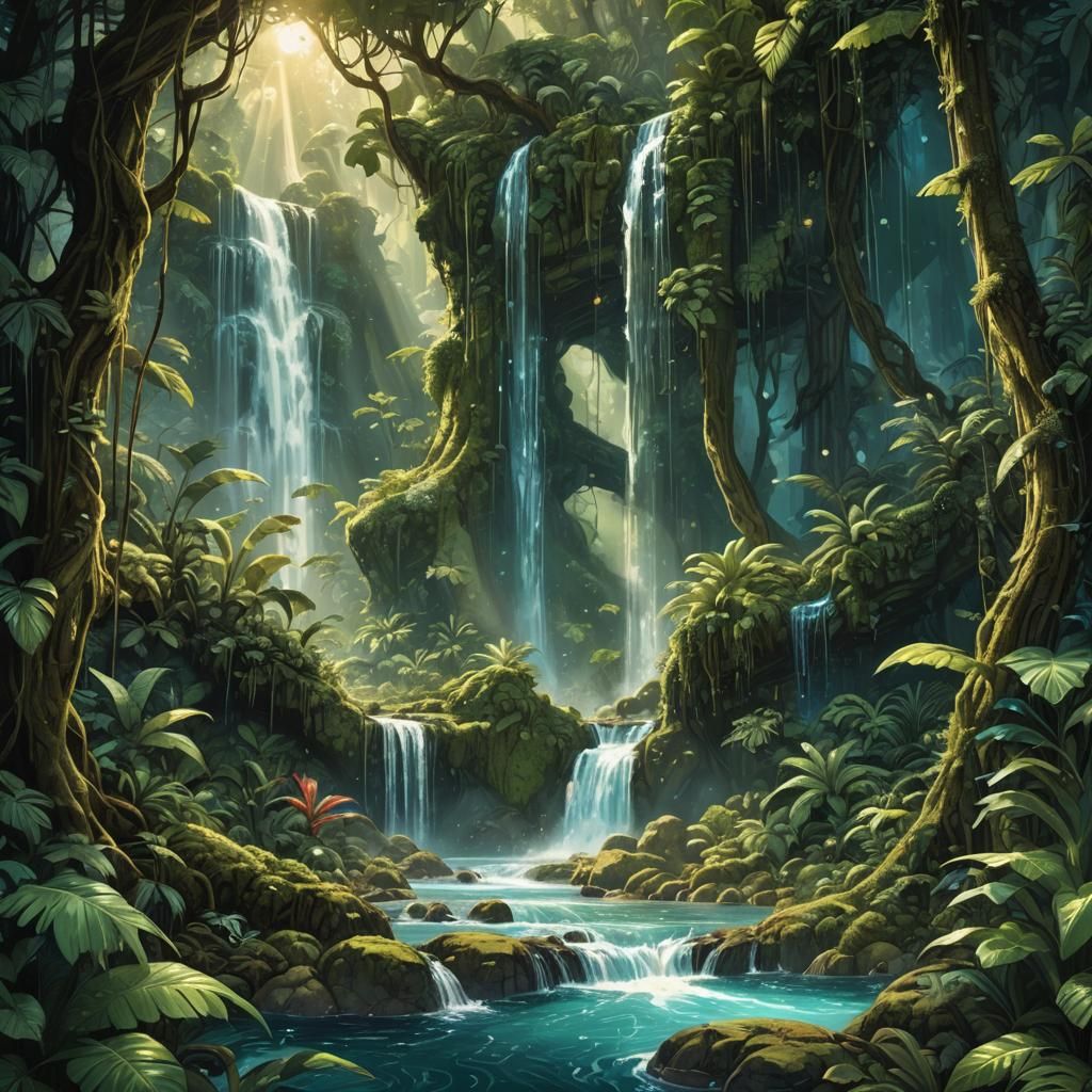 Surreal Rainforest Paradise Unveils Mystical Waterfall