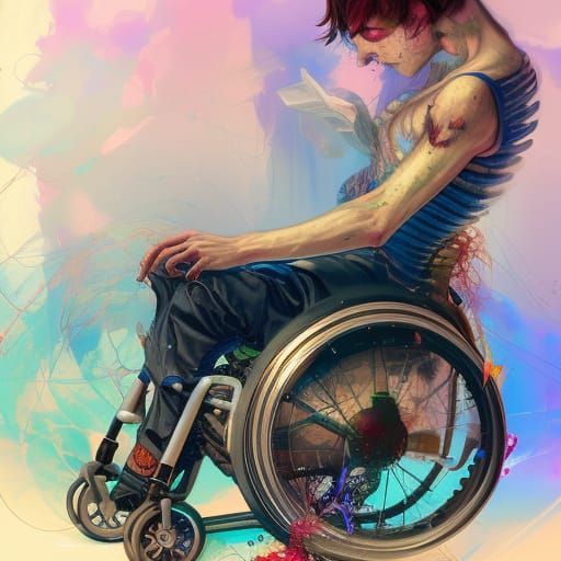 Boy in Wheelchair: Morbid Gothic Photorealistic Art