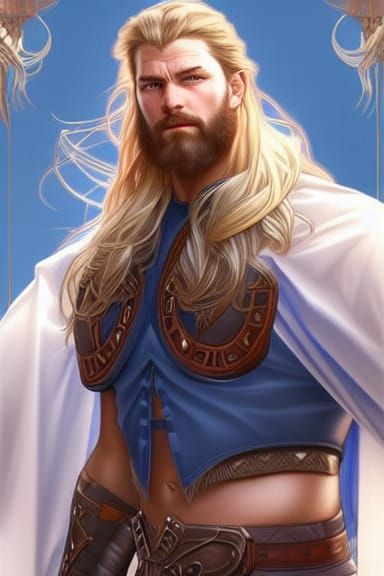 Viking Warrior Portrait in Art Nouveau Style