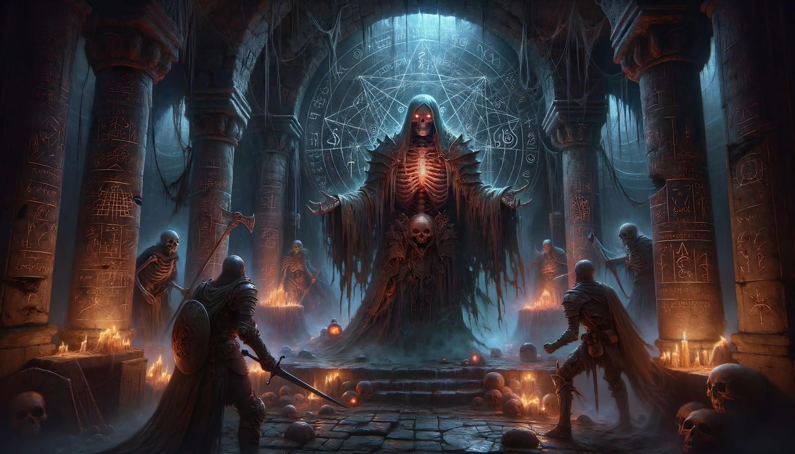 Dark Fantasy Lich Confrontation in Digital Art
