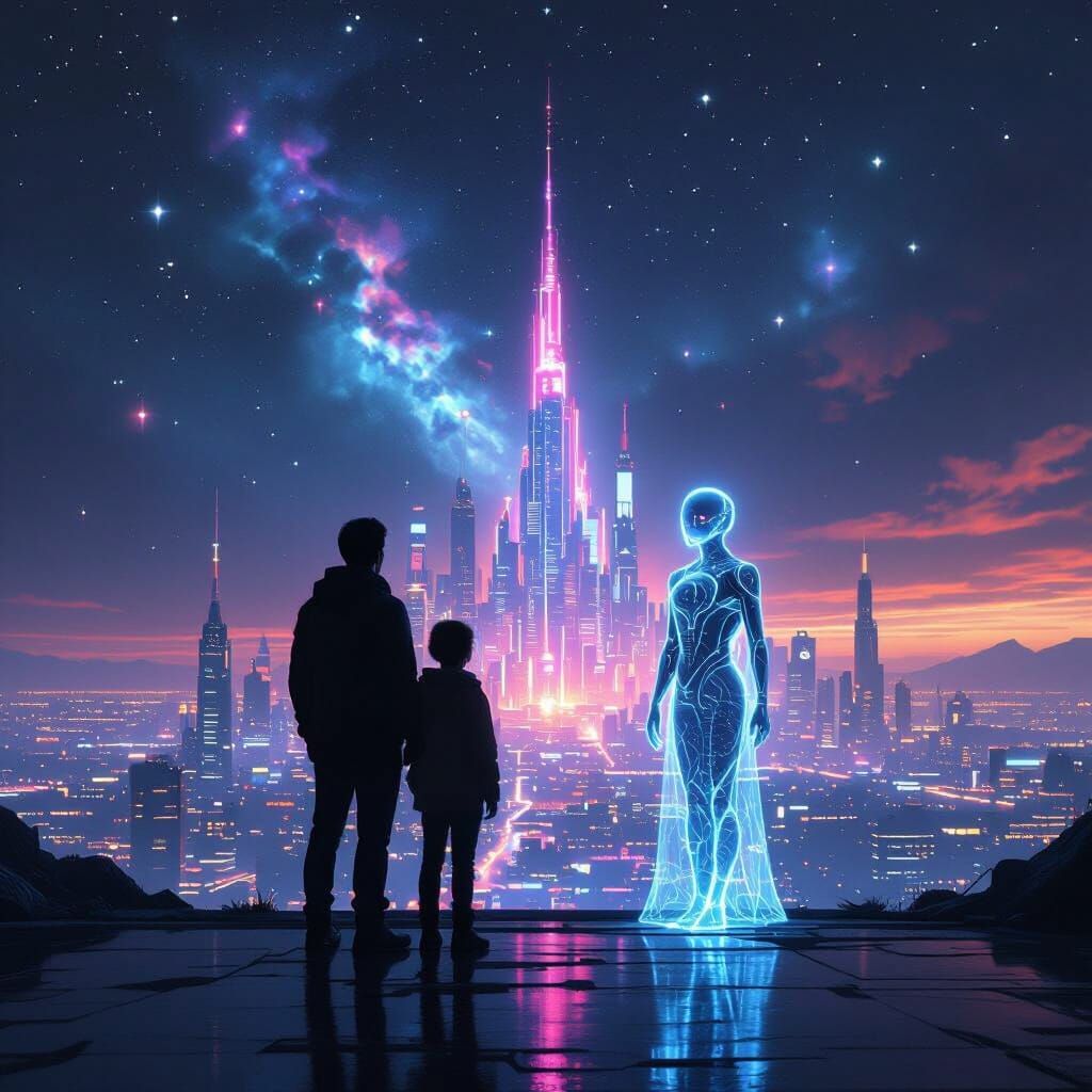 Human and AI Admire Evolving Digital City