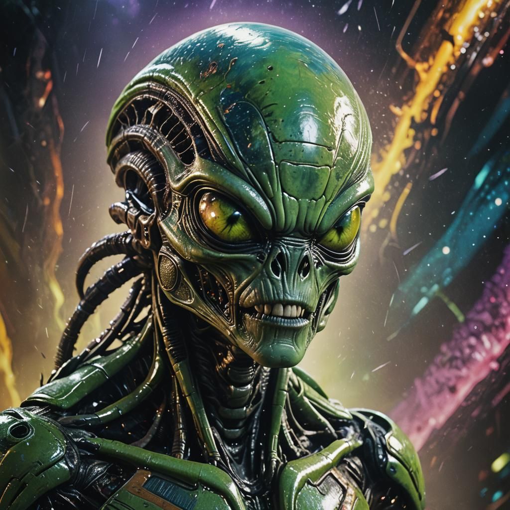 Hyperrealistic Alien Portrait in Cinematic Style