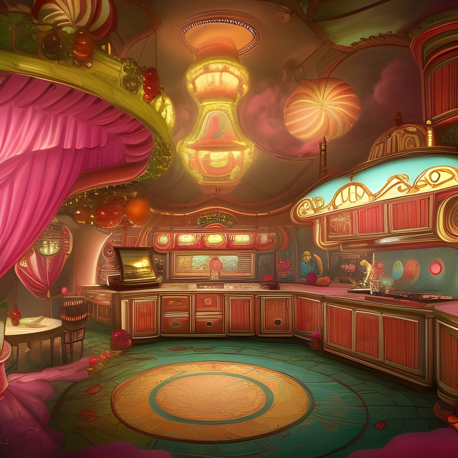 Candy Carousel Kitchen: Detailed Matte Painting