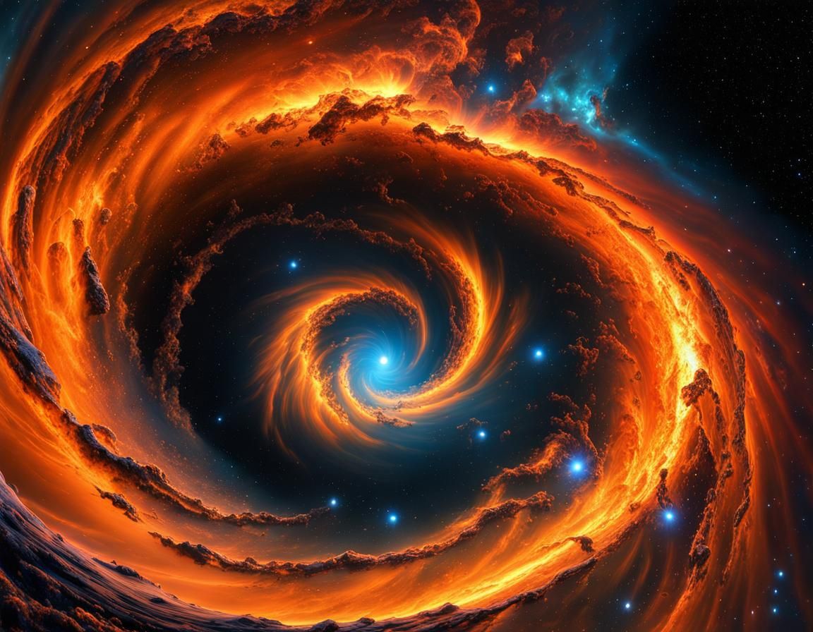 Orange Vortex Space Nebula in Graffiti Art Style