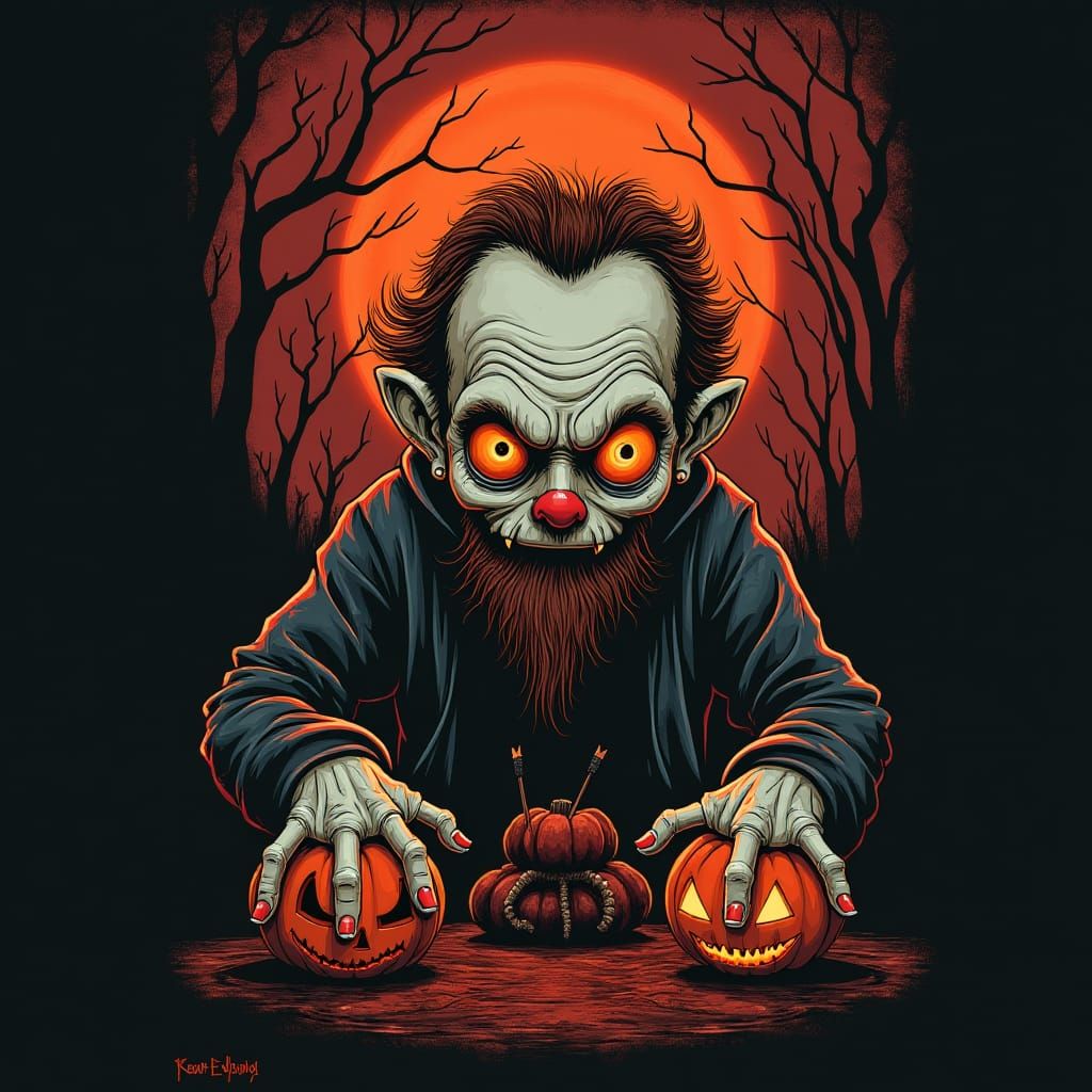 Halloween Horror Movie Poster in Burtonesque Style