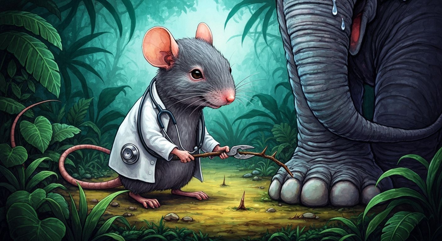 Mouse Doctor Removes Thorn From Elephant's Foot in Jungle
