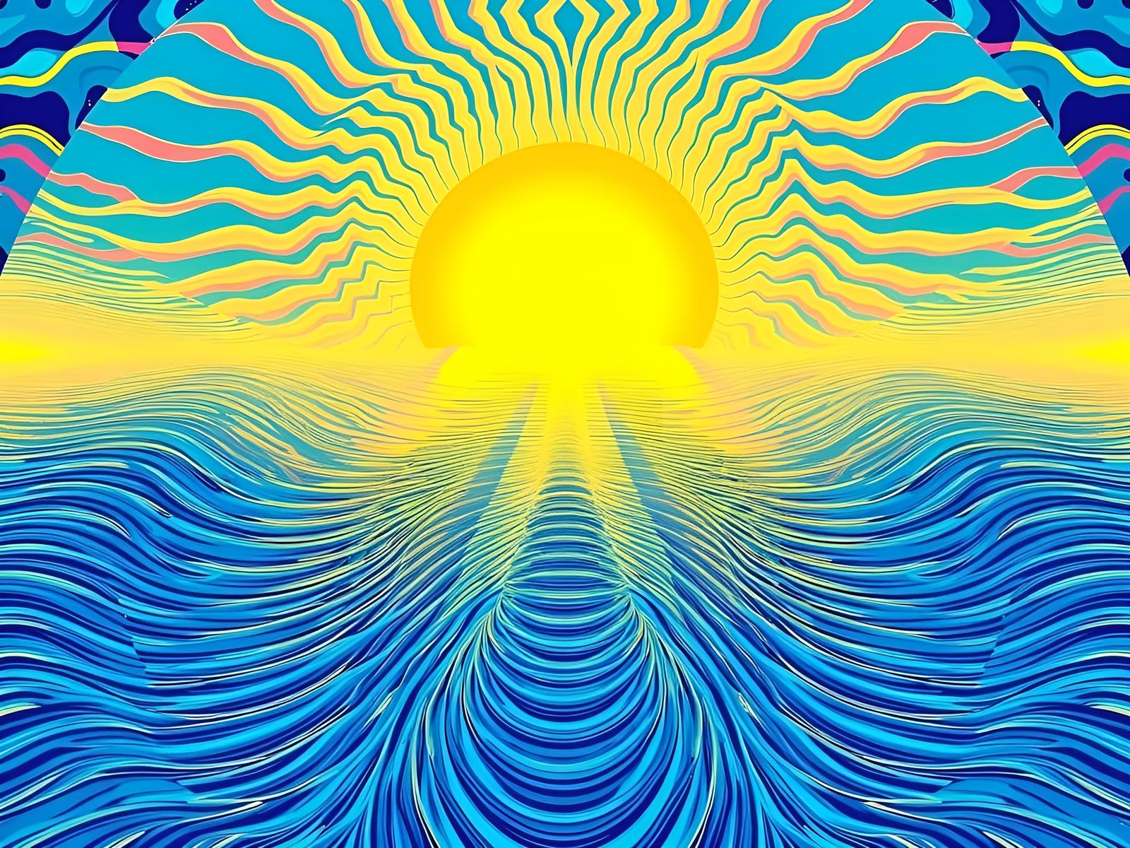 Vibrant Oceanic Waves in a Repeating Pattern