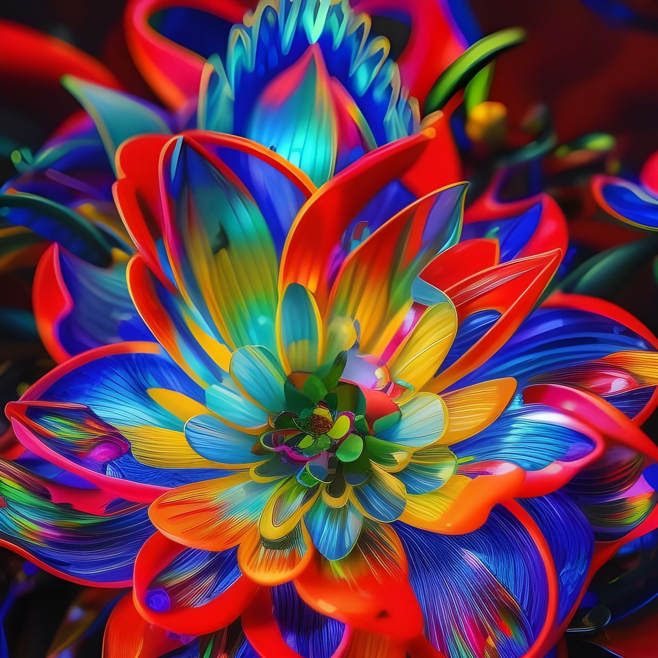 Intricate Glass Flower in Digital Gouache Style