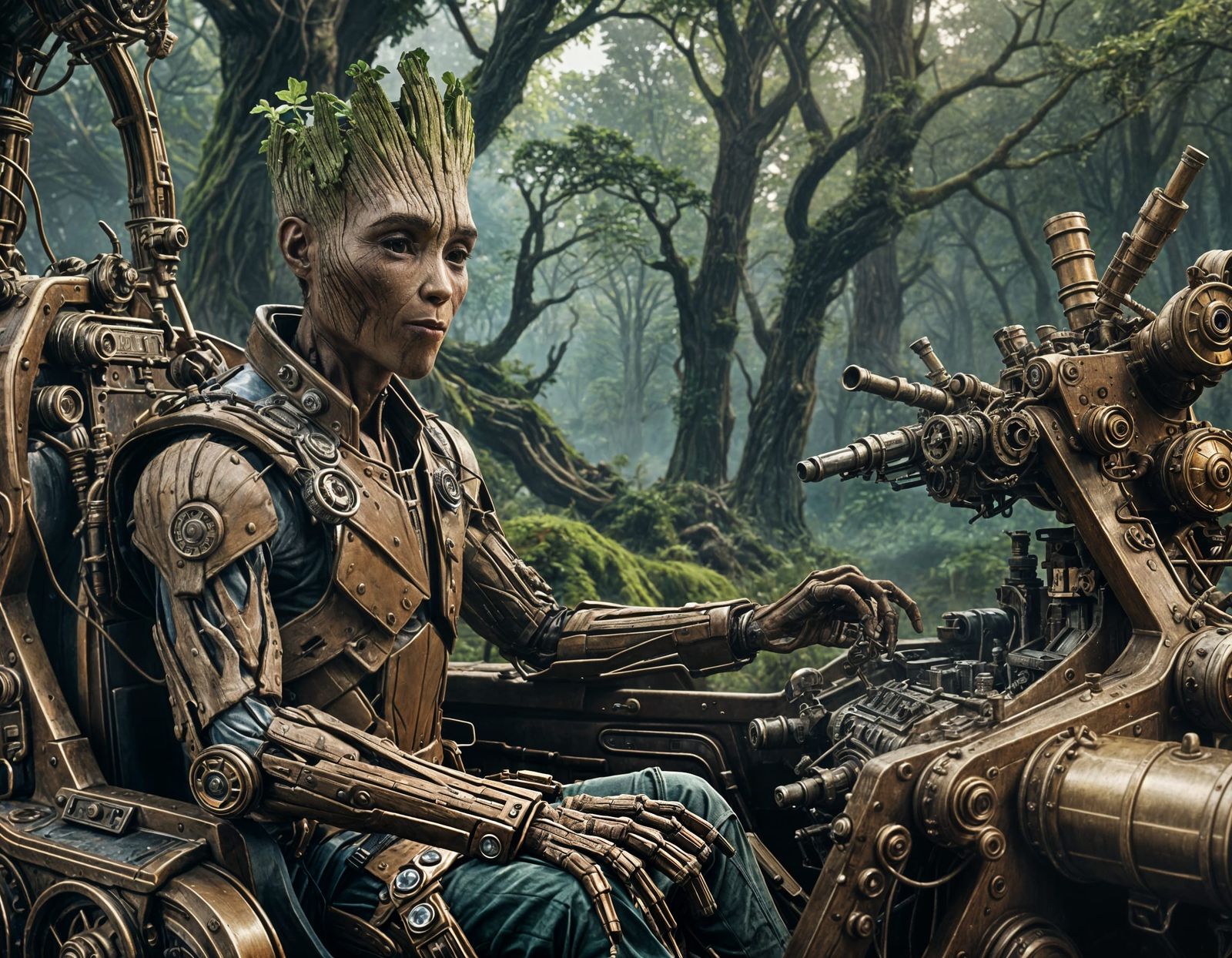 Groot Chooses Weapons in Forest Cockpit