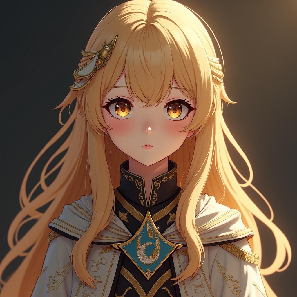 Golden-Haired Girl in Anime Style Concept Art
