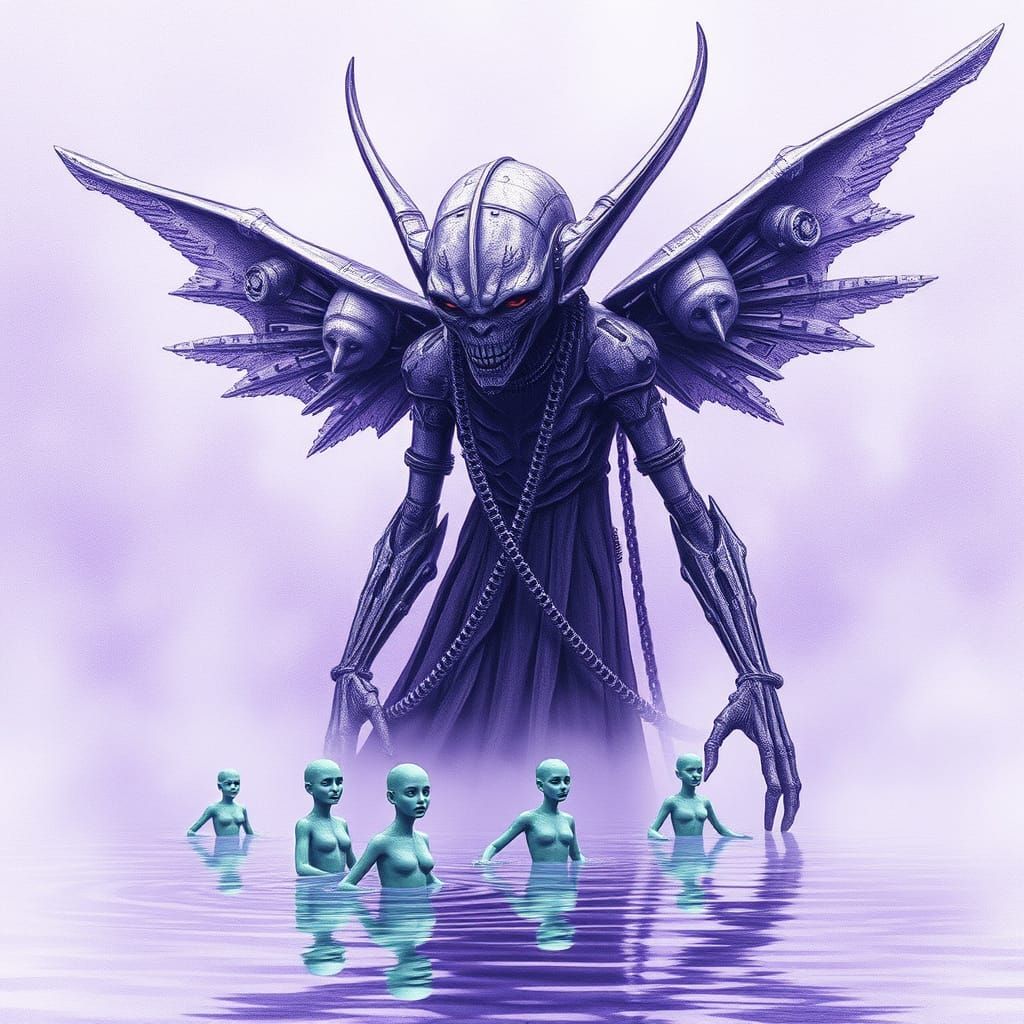 Steampunk Elf with Dancers by Fog-Choked Lake