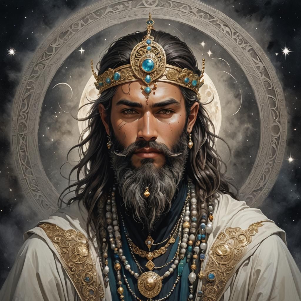 Mystical Young Man Portrait in Hyperdetailed Style