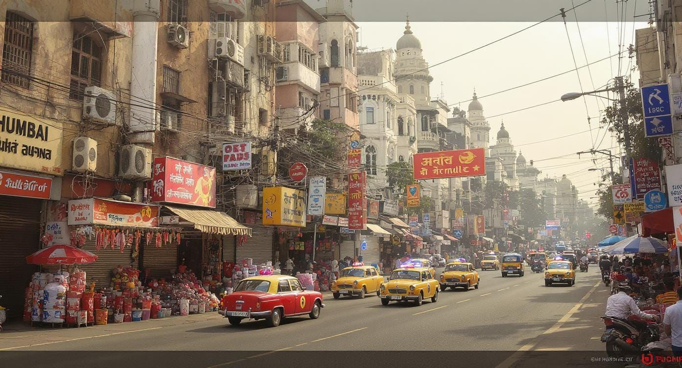 Mumbai Cityscape in Futuristic Rustic Style