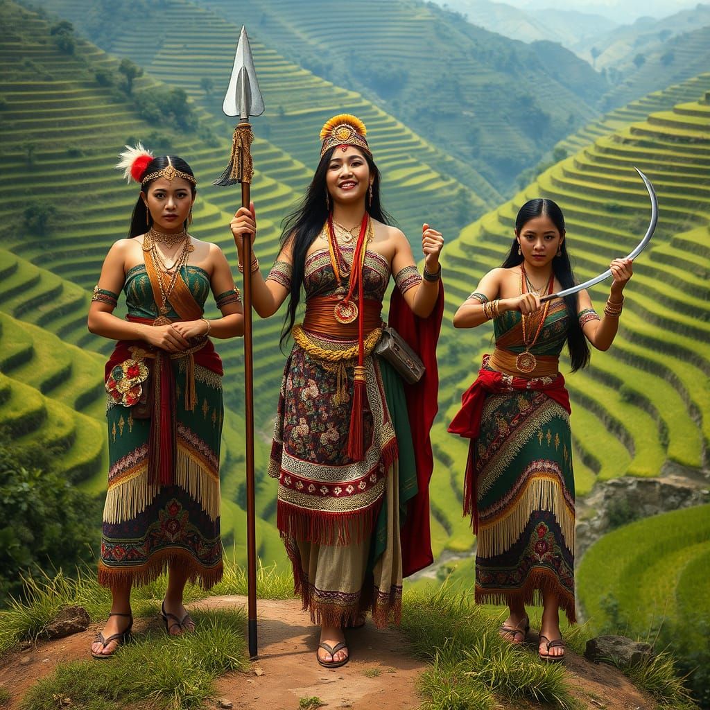 Filipina Warriors in the Banaue Rice Terraces