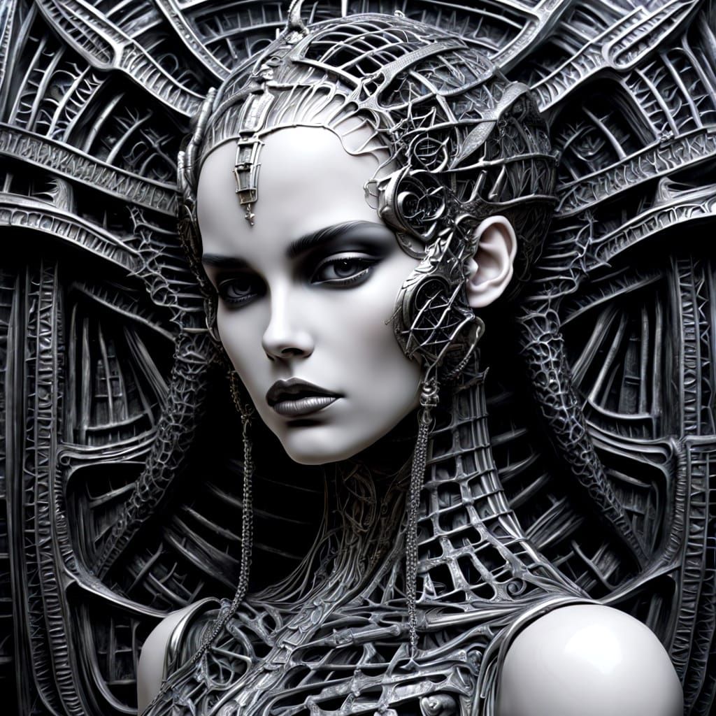 H.R. Giger Inspired Feminine Lattice in Ossified Style