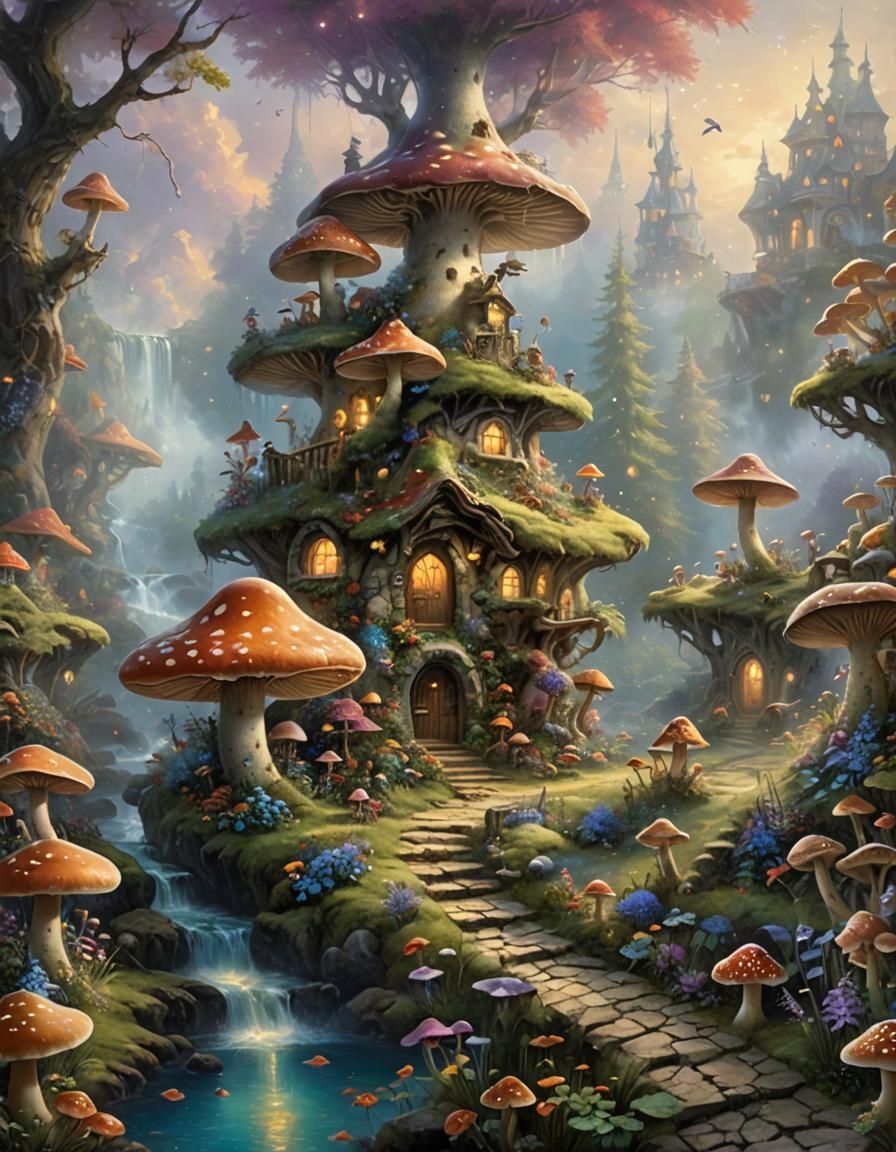 Enchanted Mushroom Forest: Fairies and Elves