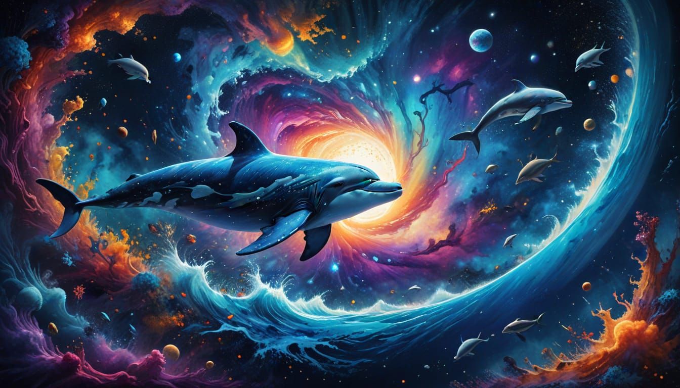 Cosmic Dolphin Leaps in Double Exposure Nebula