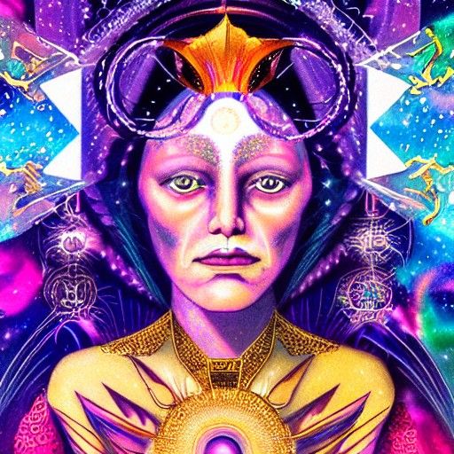 Cosmic Empress Tarot Card in Holographic Style