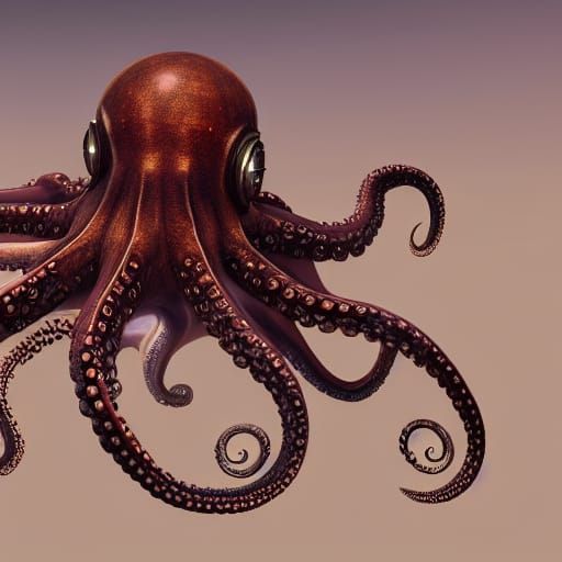 Steampunk Octopus Concept Art in Detailed Digital Painting