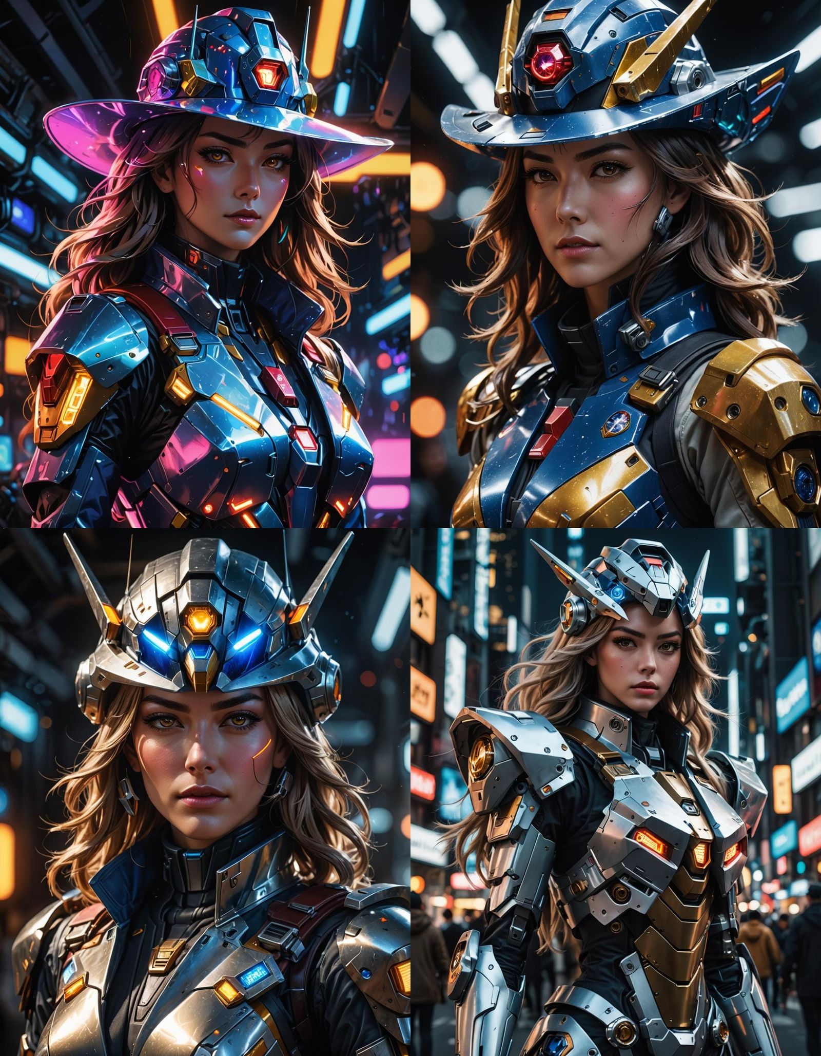 Space Cowgirl wearing a trench coat and cowboy hat and a mec...