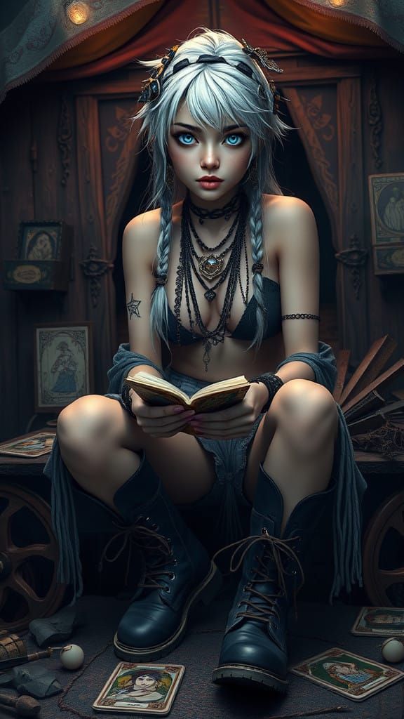 "Digital manga art, octane render, full body portrait of a d...