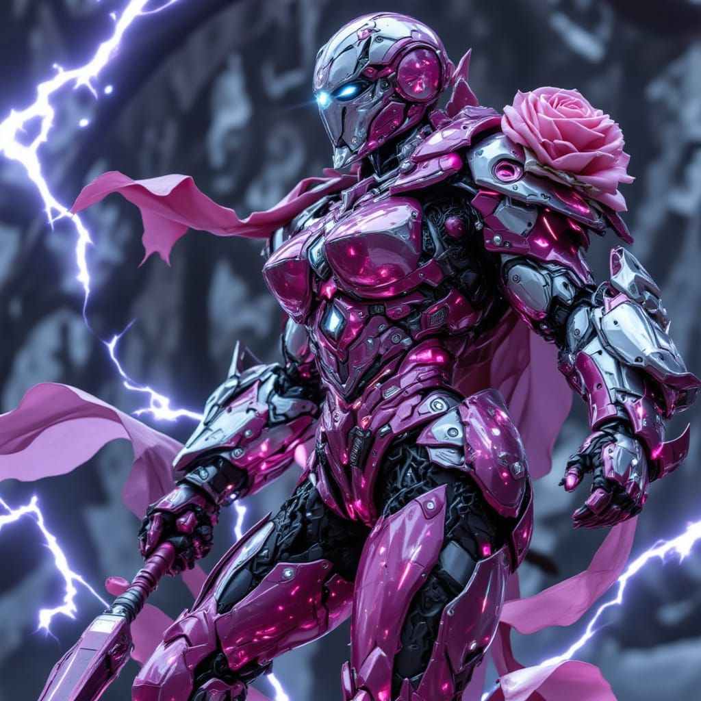 High-Tech Biosynthetic Rose in Futuristic Style