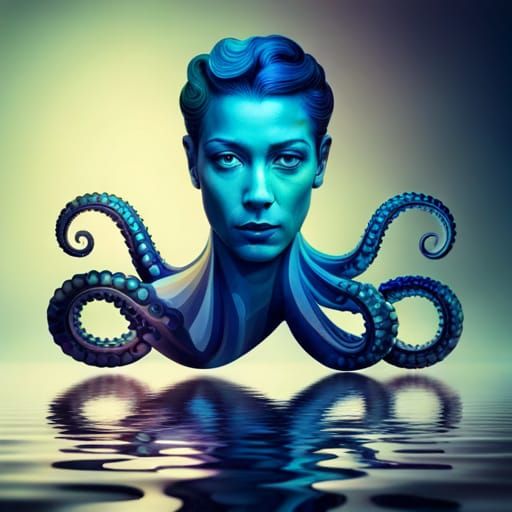 Reflective Jeweled Octopus Figurine in Maximalist Style