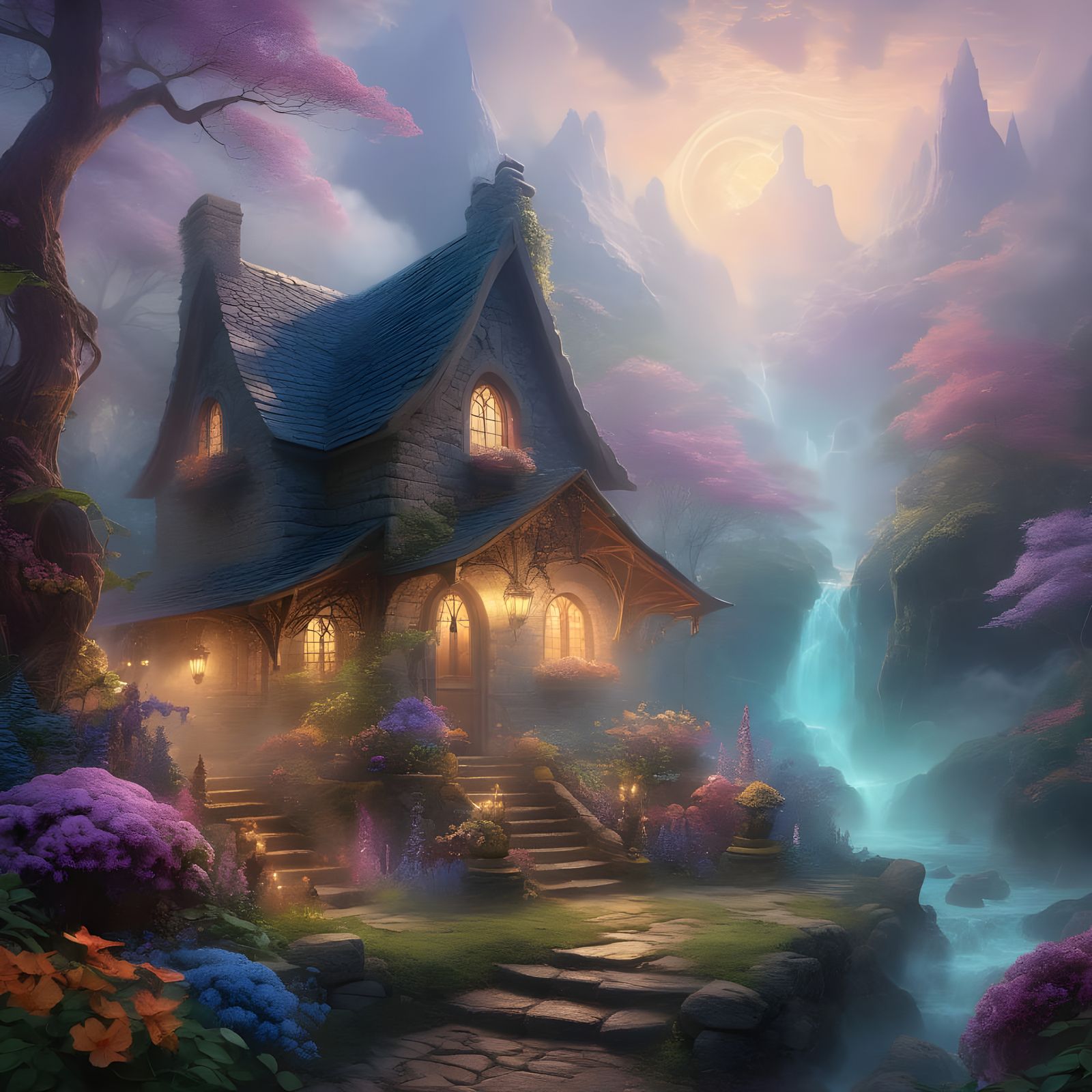 Whimsical Traveler Steps Through Iridescent Portal in Dreaml...