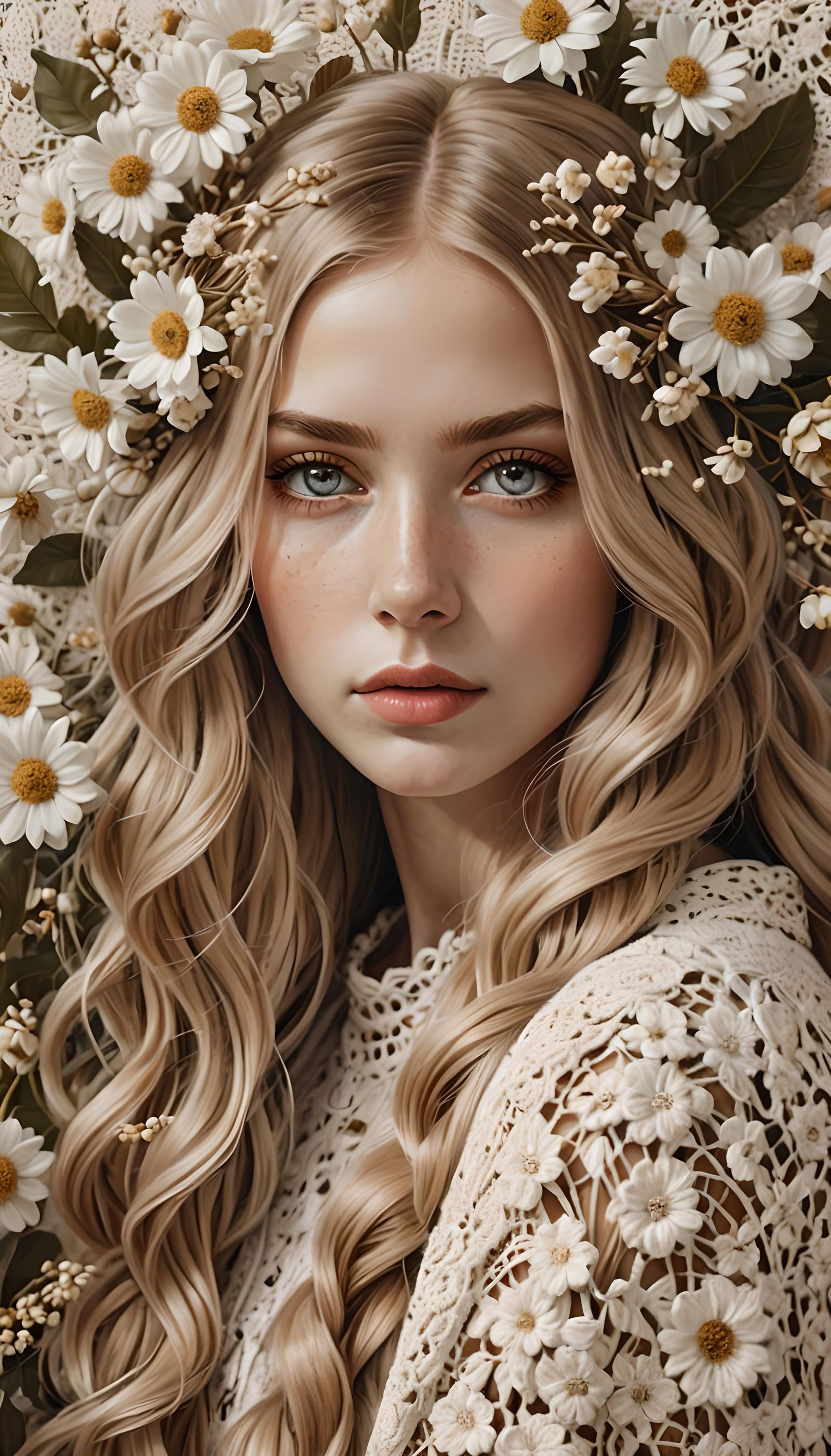 Mesmerizing Beauty in Folk Art Portrait