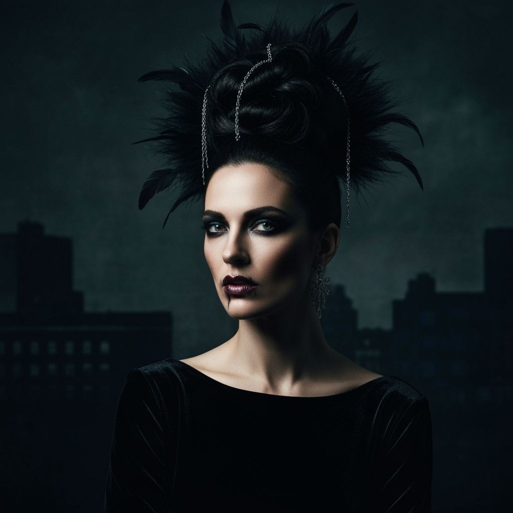 1980s Goth Girl Portrait with Velvet Dress