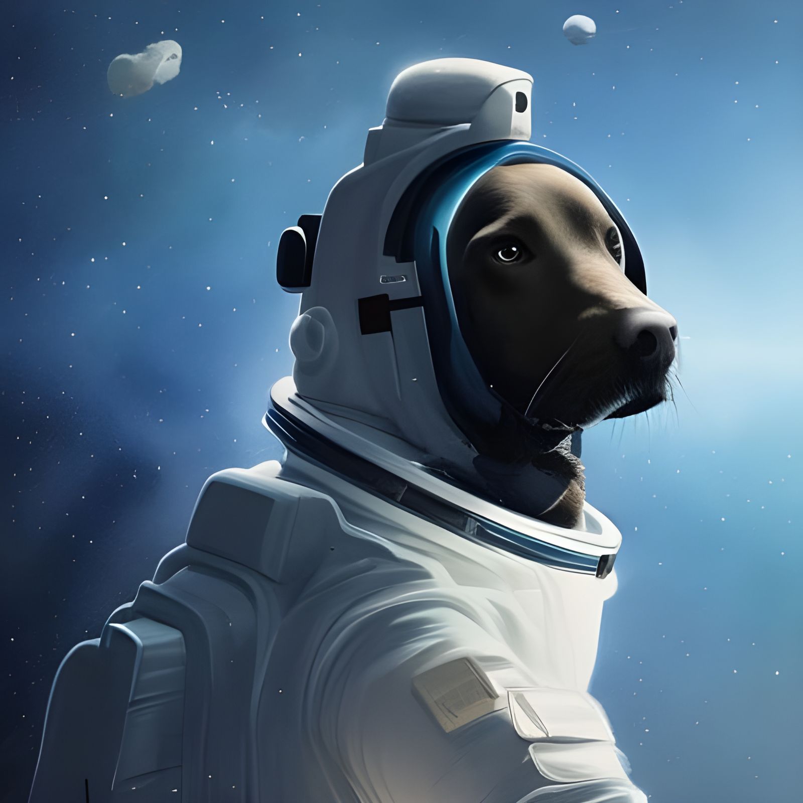 Astronaut Labrador Dog in Cosmic Starry Night