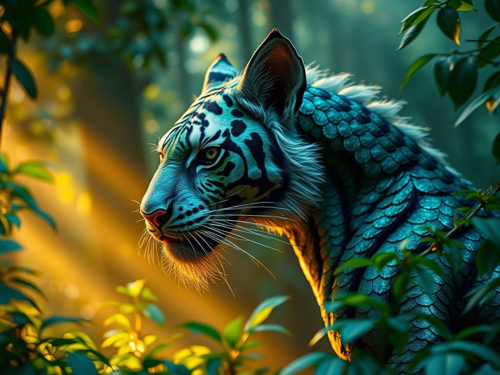 Majestic Fairy Dragon Tiger in Enchanted Forest