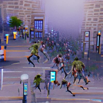 Zombies Run Through City Ruins