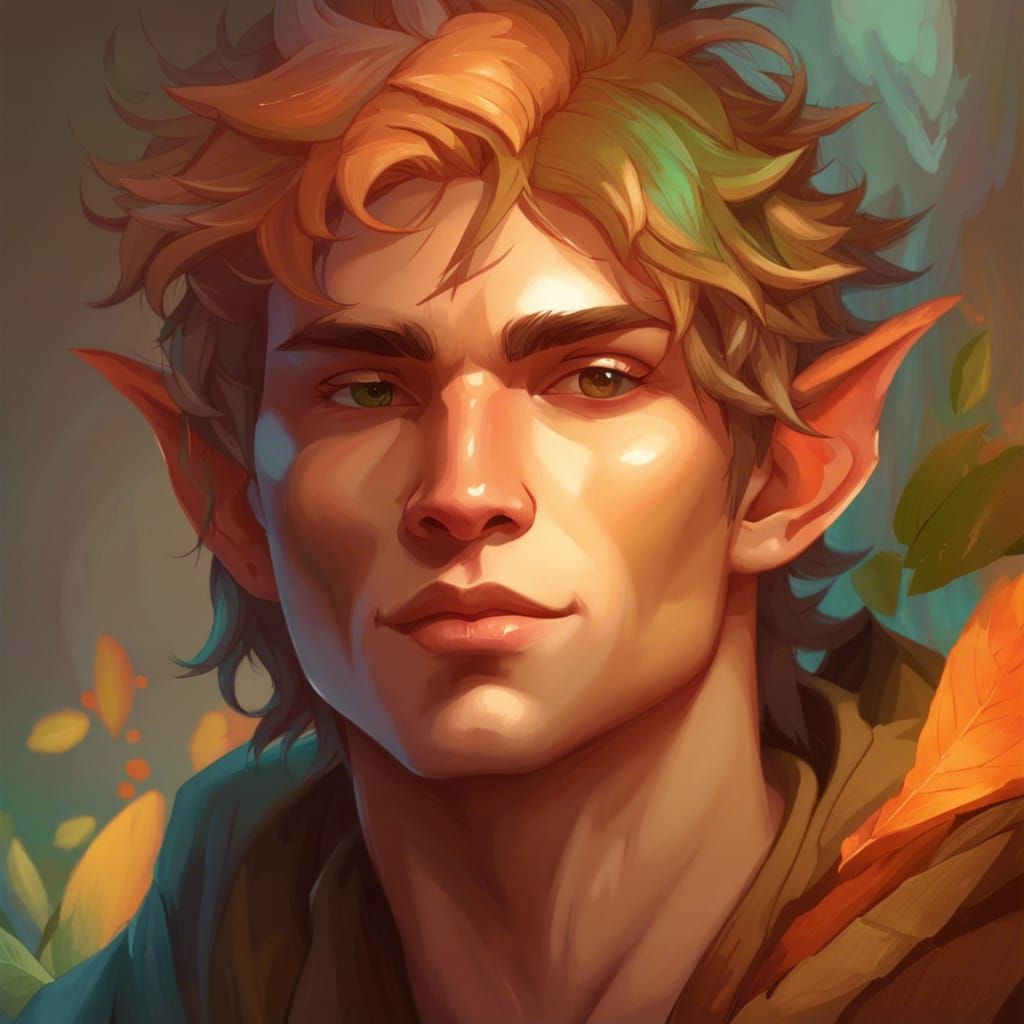 Fantasy Elf Neko Druid Portrait in Dynamic Lighting