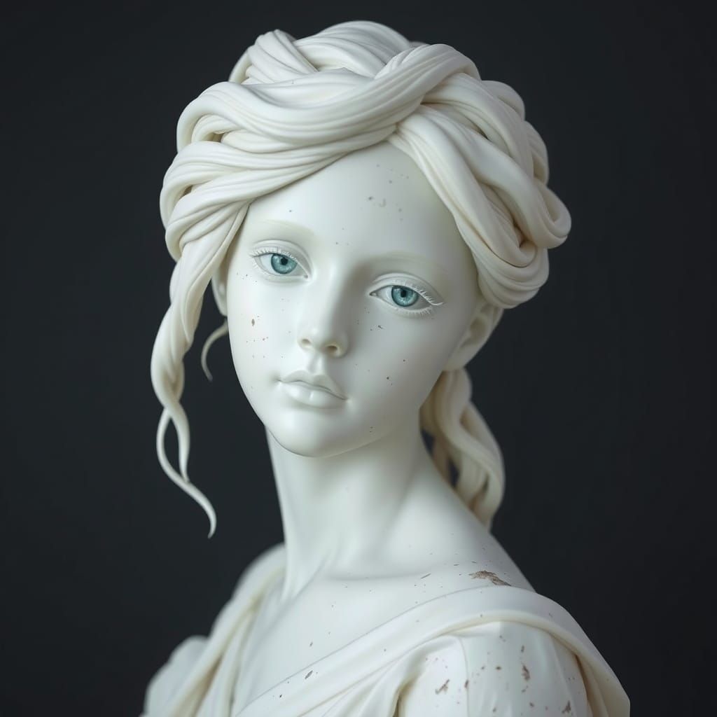 Marble Girl with Jade Eyes Digital Art