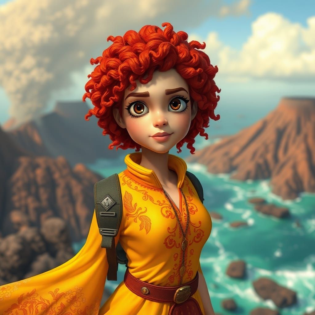 Volcanologist Portrait in Whimsical 3D Rendering Style