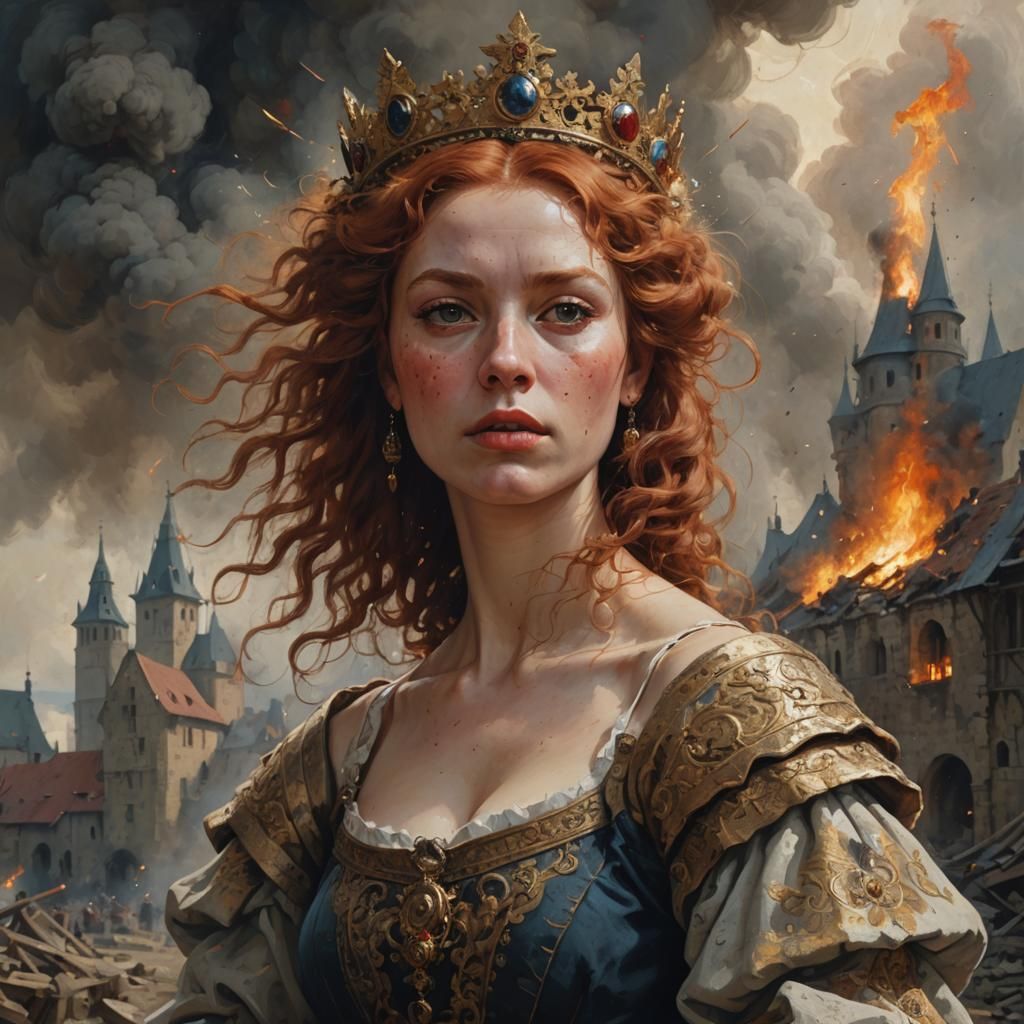 Detailed Portrait of a Medieval Polish Queen