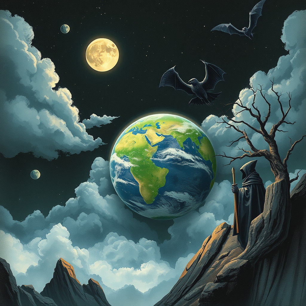 Earth as Vampire in Classic Storybook Illustration