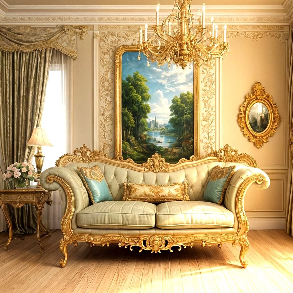 Romantic Rococo Scene in Bright Colors