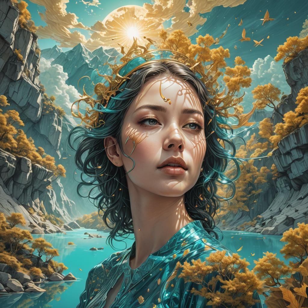 Celestial Soul Ascending from Turquoise River