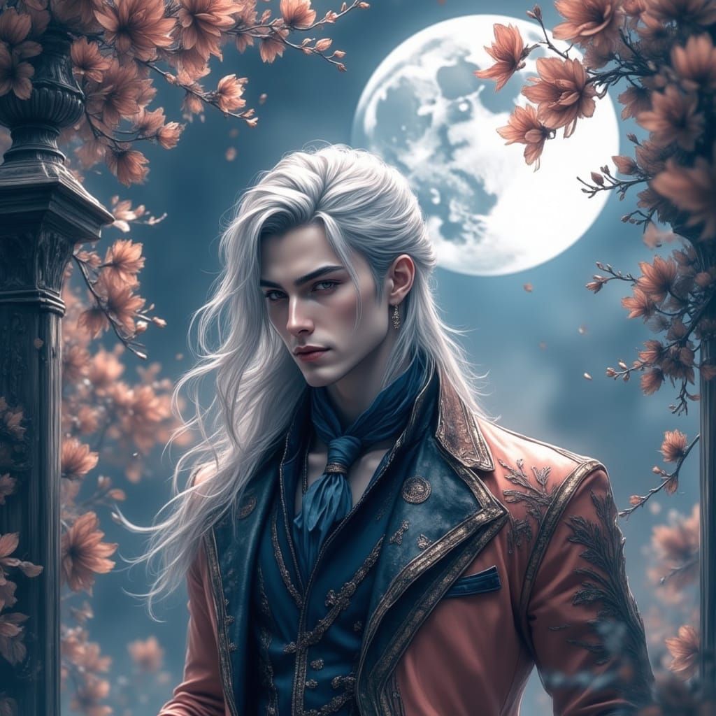Fantasy Prince in Moonlit Garden