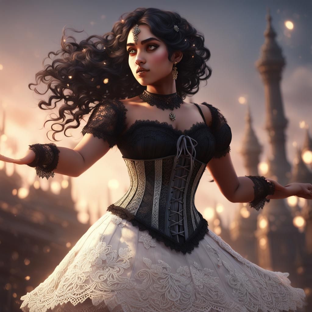 Curvy Indian Woman Flips Hair: Anime 3D Art
