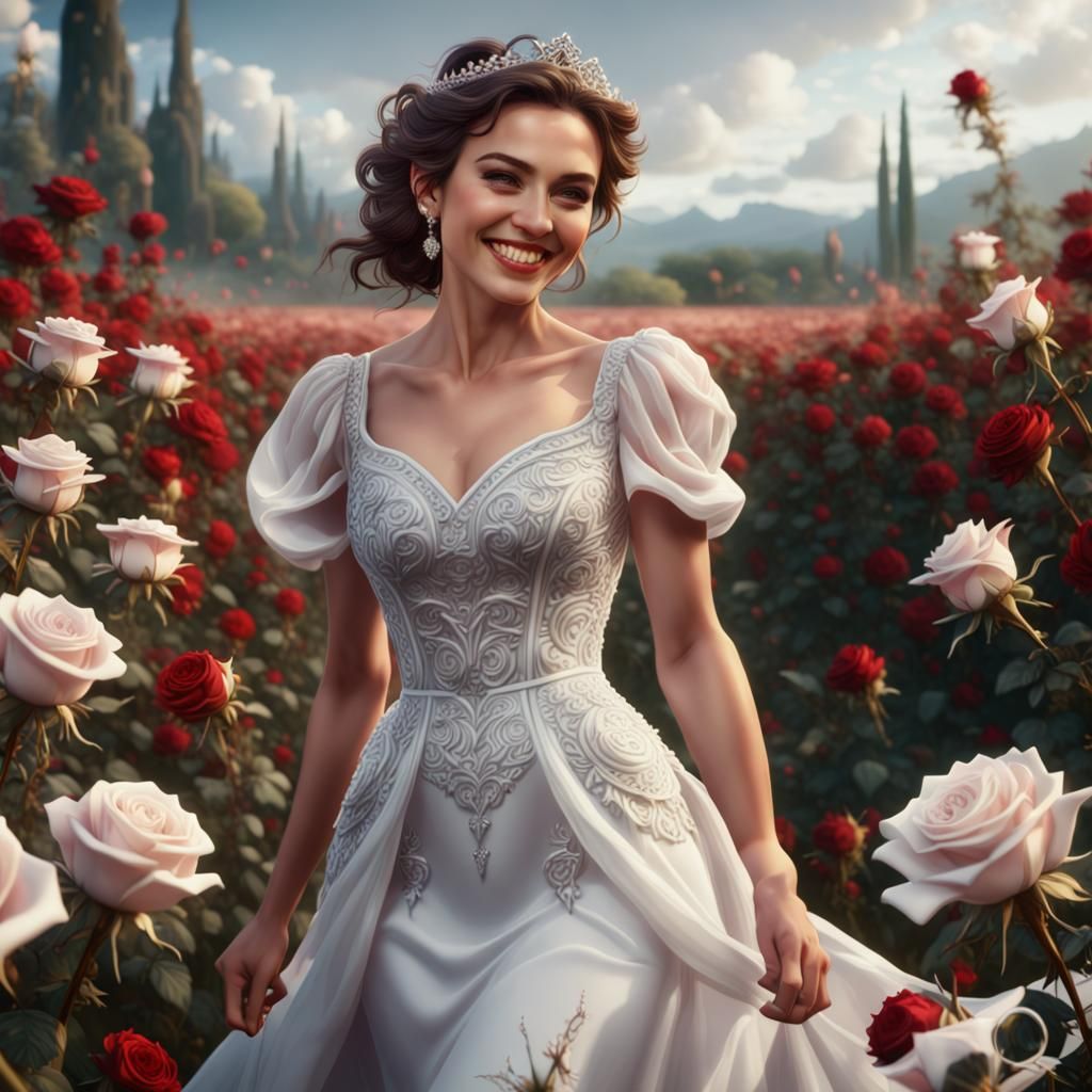 Spanish Women in Diamond Rose Field: Matte Painting