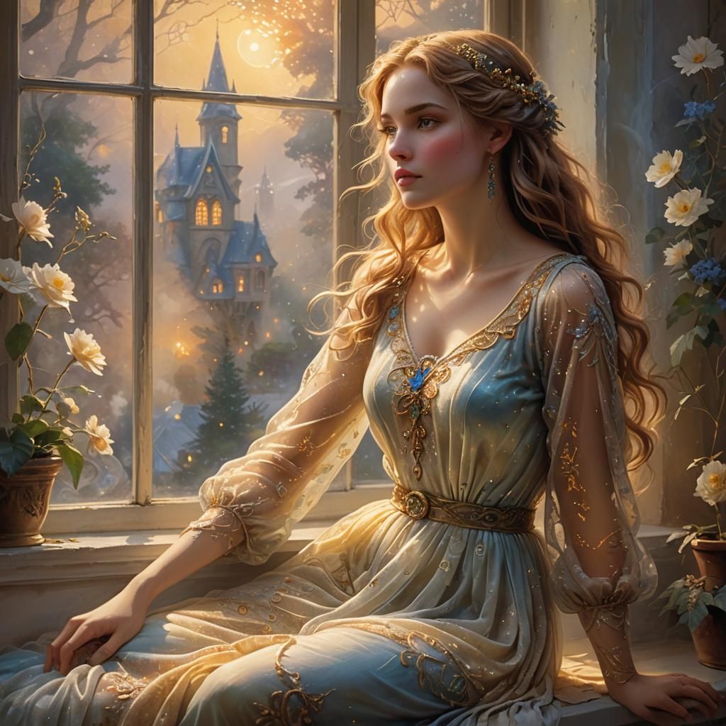 Enchanting Fairy on Windowsill in Ethereal Light