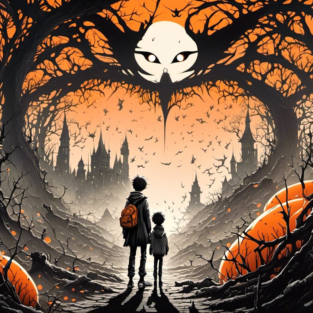 Surreal James and the Giant Peach in Watercolor