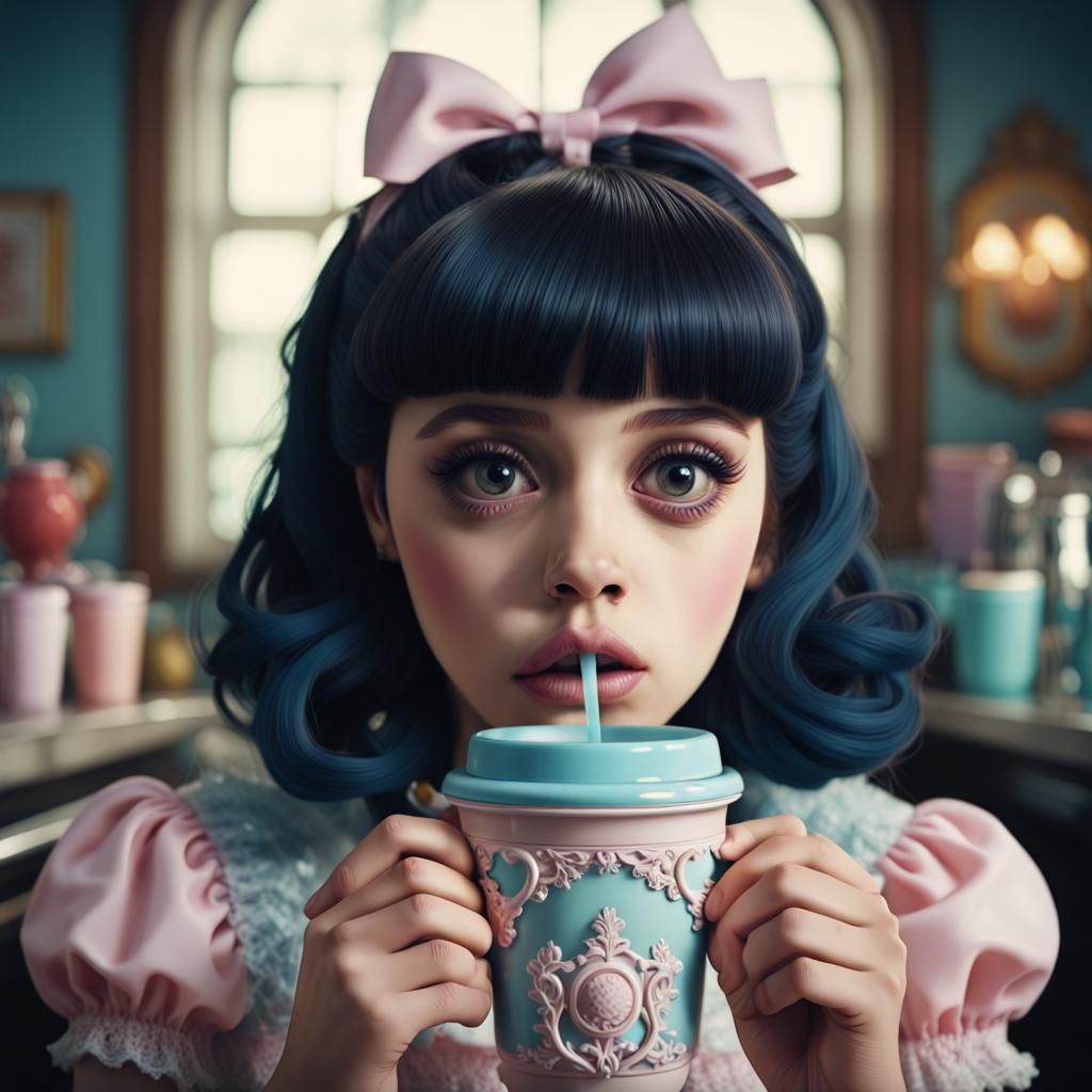 Surreal Sippy Cup Scene in Hyperrealistic Style