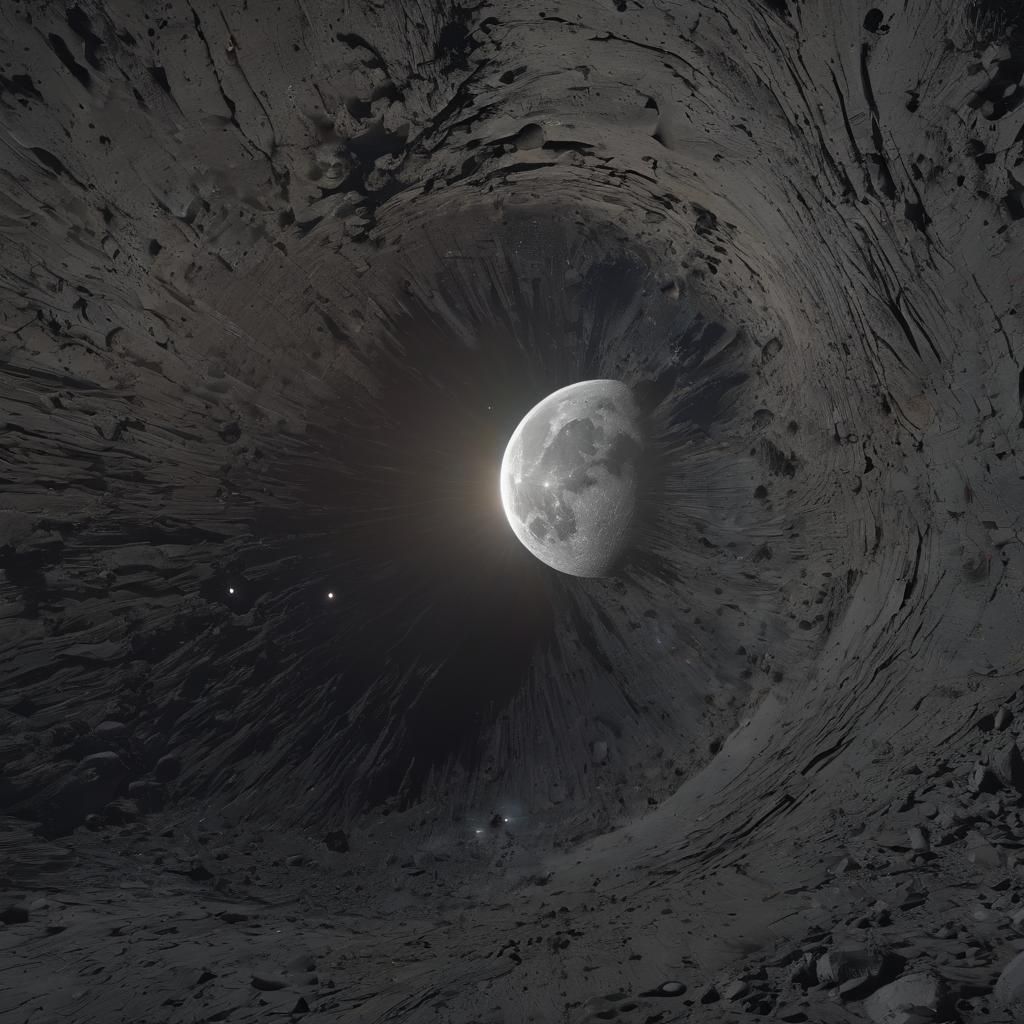 Epic Sunlight on Moon in Starry Darkness