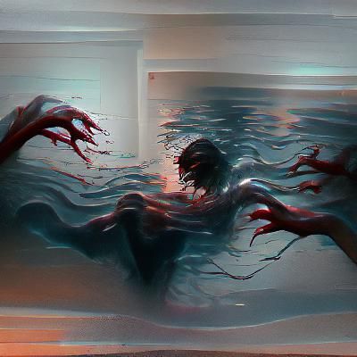 Sinister Drowning Scene in Detailed Painting Style
