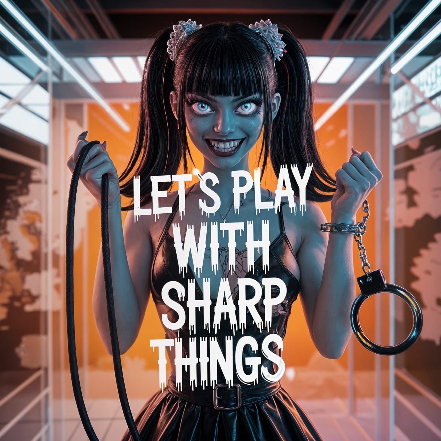 Goth Goddess in Neon Surreal Anime Fashion